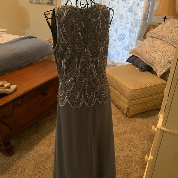 Beautiful slate blue mother of the groom dress with separate shawl - Picture 3 of 12